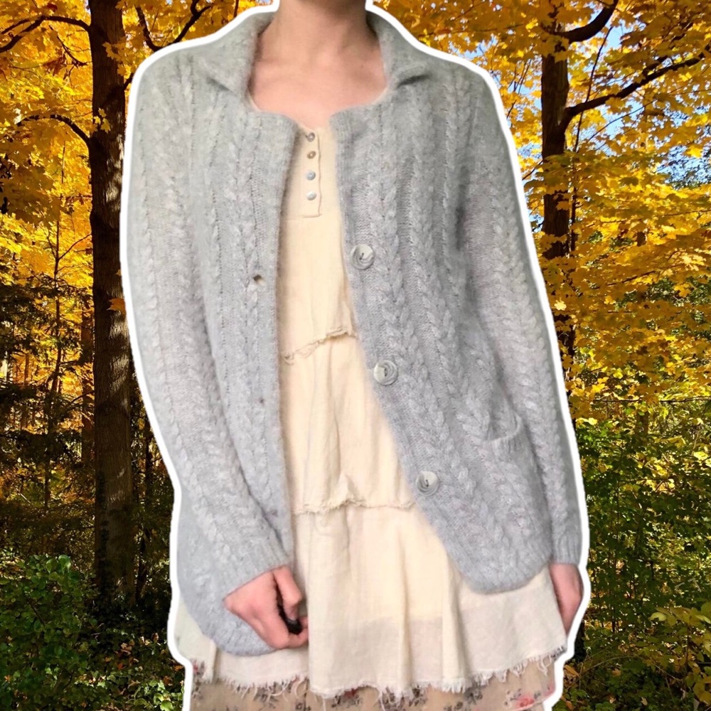 True Vintage y2k Angora Blend Soft and Fuzzy Button Cardigan, Size S